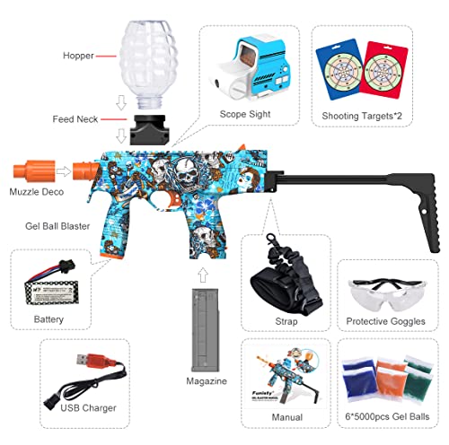 Funisty Electric Gel Ball Blaster - Splatter Gel Ball Toy Orbeez Gun With 30000 Water Beads For Summer Backyard Fun Ages 12+(Blue) #TOP4