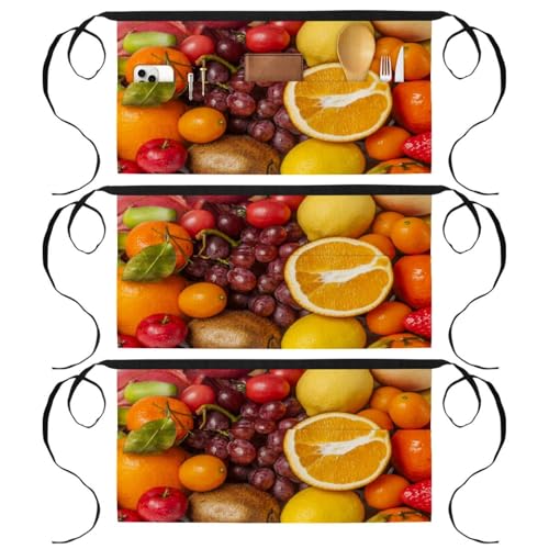 Demi-tablier de cuisine multicolore avec poches pour pâtisserie et nettoyage