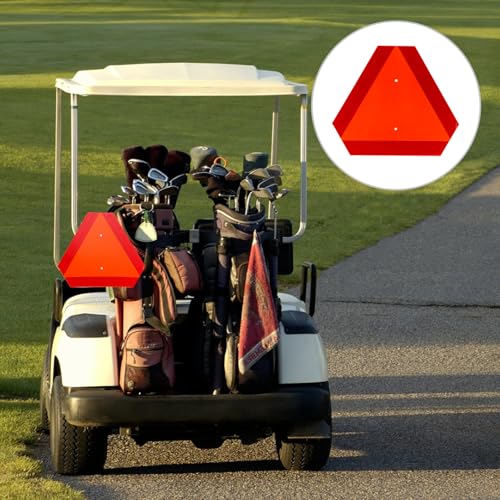 Image of Slow Moving Vehicle Sign with Mounting Bracket Kit, Aluminum Slow Moving Vehicle Triangle Sign for Golf Vehicles Cart Farm Tractor Outdoor Accessories