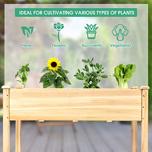 S AFSTAR Raised Garden Bed, Elevated Wooden Planter Box, 49.5”L x 23.5”W x 30”H, Outdoor Gardening Planting Bed for Vegetables, Flowers & Herbs Grow, Great for Backyard Patio Lawn (Natural)