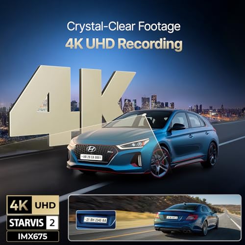 Image of Crossbeats RoadEye DC04 4K Dash Cam for Car | Cabin, Front and Rear 3 Channel Dashcam for car | Sony STARVIS 2 Sensor | Built-in GPS | WiFi | Night Parking Mode |256GB |Smart App 12M Warranty (Black)