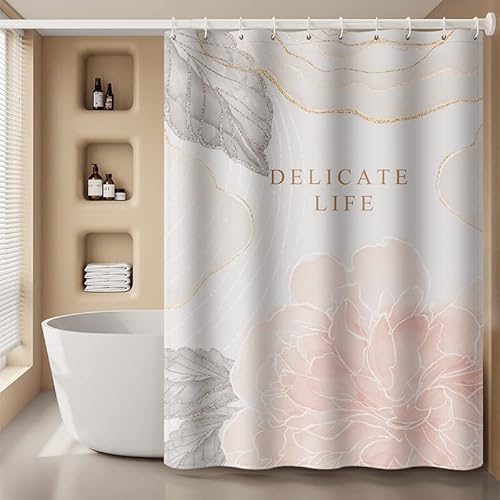 TSMMB Duschvorhang Mit Motiv Marmor180X180 Schimmelresistent Waschbar,Antischimmel Wasserdicht Polyester,Duschrollo Für Badewanne Badezimmer,Beschwerter Saum,D28