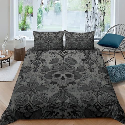 Housse de couette crâne 3D zippée infroissable en microfibre - 4
