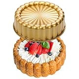Goaste 9.5 Inch Charlotte Cake Pan, Reusable Mold Fluted Cake Pan, Nonstick Aluminium Cake Mold with Flower Shape for Cheese Cake, Chocolate Cake, Strawberry Shortcake, Brownie Tart Pie