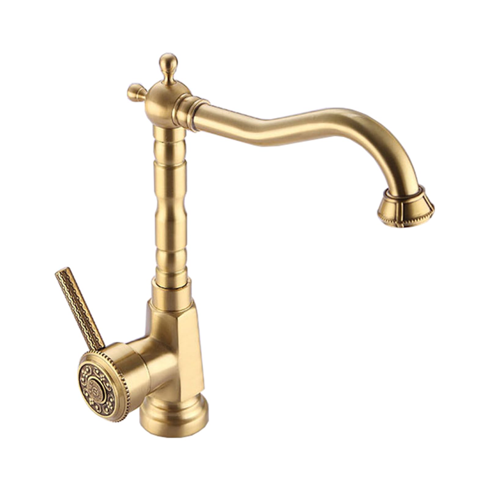 Kitchen Sink Taps Mixer Antique Brass Single Handle Tap Rotable Hole