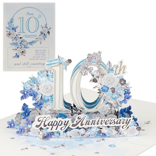 Carte pop-up 3D 10 ans de mariage pour célébrer dix ans d'amour unique