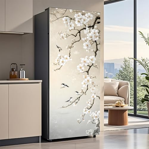 AOHMPT Self-Adhesive Refrigerator Wrap Set - Removable Vinyl Fridge Stickers Peel & Stick Door Mural Decor for Kitchen Bar Office 32.3x78.7