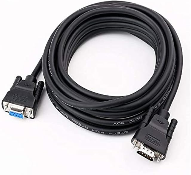 DTECH DB9 RS232 Serial Cable Male to Female Port Extension Null Modem Cord Full Handshaking 7 Wire Crossover for Data Communication (3m, Black)