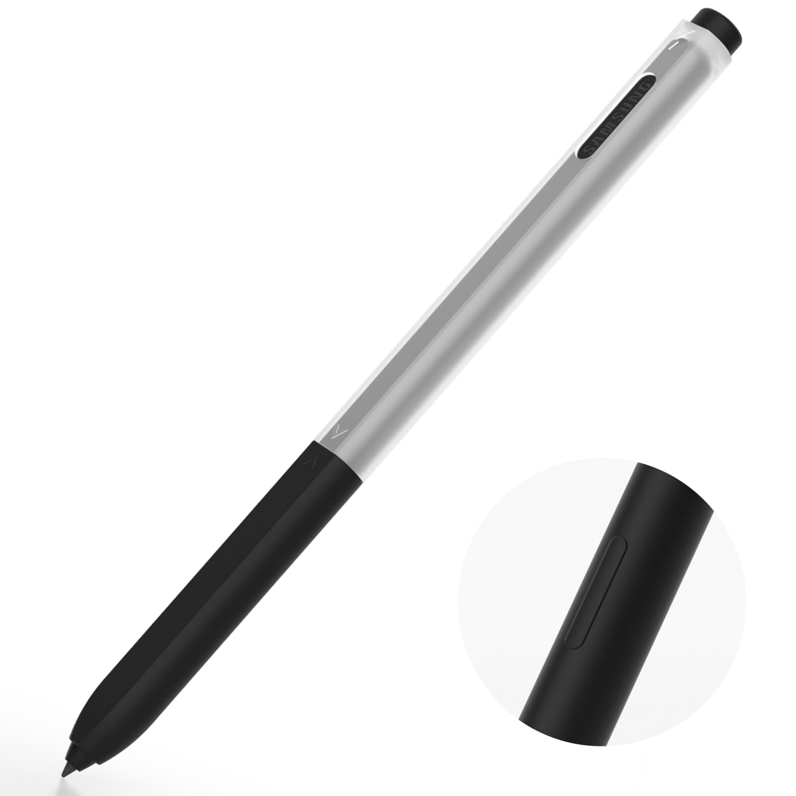 AZF Pencil Case Compatible with Samsung Galaxy Tab S7/S7+/S7 FE/S8/S8+/S8 Ultra/S9/S9+/S9 Ultra S Pen Case, with Top and Bottom Cover Separated, Translucent Silicone Sleeve. (Black)