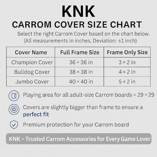 Image of KNK Carrom Board Cover, Dustproof Waterproof Zipper Protector (Jumno Half-Cover)