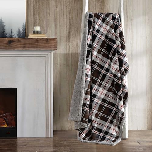 Image of Eddie Bauer - Throw Blanket, Ultra-Soft & Reversible Plush Bedding, Blanket for Couch & Bed (Trailhead Plaid Brown, 50 inch x 70 inch)