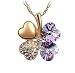 KATGI Fashion My Lucky Charm Austrian Crystal Four Leaf Clover Pendant Necklace (Gold Violet)