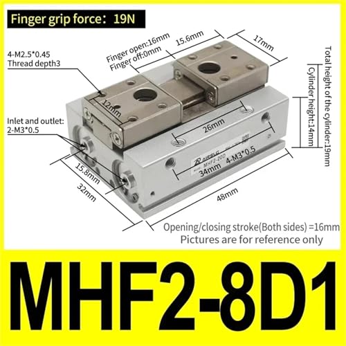 Cylindre pneumatique à profil bas MHF2-8D1 avec double piston de préhension - 3