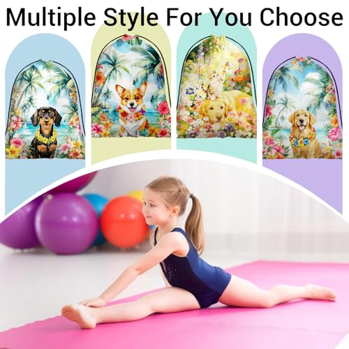 Image of Tropical Corgi Gymnastics Grip Bags Hawaiian Floral Small String Bag for Gym