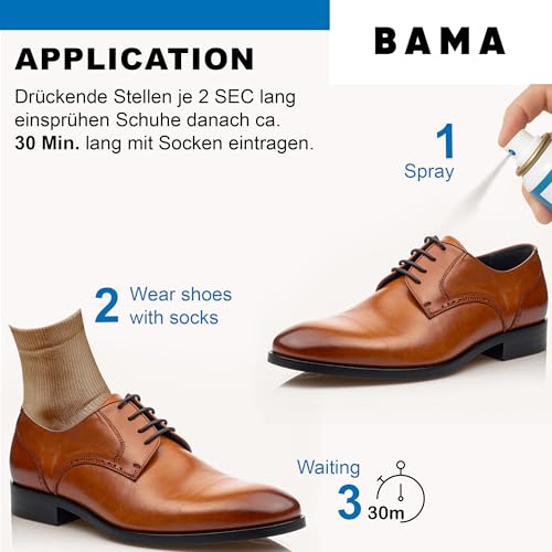 Bama Perfect Fit Lederdehner Spray zur Anpassung von drückenden Lederschuhen, für Rau- und Glattleder, transparentes Schuhspray, 75ml