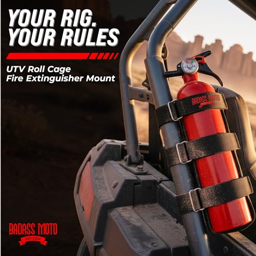 Badass Moto for Jeep Fire Extinguisher Mount. Offroad Roll Bar Extinguisher Holder. Off Road Vehicle Accessories Wrangler Camping Kit Gear. Fits 1965-2025 Jeep JL JK JKU TJ CJ JL Bronco and Gladiator - Thumbnail 2