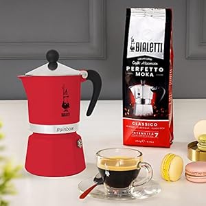 Bialetti - Rainbow: Stovetop Espresso Maker, Moka Pot 3 Cups (4.3 Oz - 130 Ml), Aluminium, Red Bialetti Rainbow Stovetop Espresso Maker Moka Pot 3 Cups 43 Oz 130 Ml Aluminium Red
