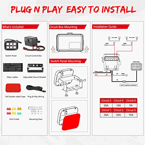 6 Gang Switch Panel, Swatow Industries Switch Pods Automatic Dimmable Circuit Relay Box For Pickup Jepp Ford Truck Suv Atv Utv Boat Marine #TOP6