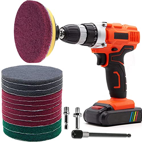 125mm 研磨パッド GOH DODD 16点セット 精練パッド スクラブパッド 付き マジックパッド 電動ドリル 掃除用セット 家庭用クリーニングキット ドリルアタッチメント 浴室 お風呂掃除 水垢取りに 洗車セット 金属表面の錆取り 研磨、研磨機、木