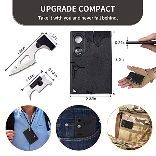 Credit Card Tool Multitool, Christmas Stocking Stuffers 18 in 1 Cool Gadgets, Useful Fathers Gift for Dad, Upgraded Multi-Tool Birthday Gifts Men Women Survival Wallet Tools with Screwdrivers Compass