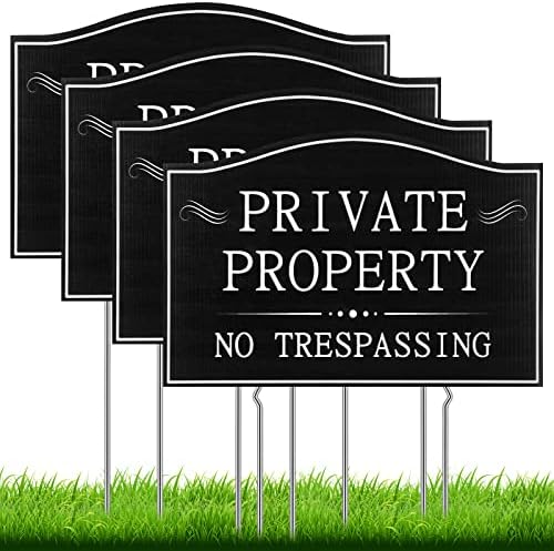 8 Private Property No Trespassing Sign – 9 X 12 Inch Heavy-Duty Wall Or Door Mount For Property Security