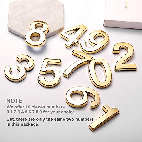 2 Pack Mailbox Numbers 2, Door Number Stickers For House/ Apartment/ Home Room/ Office, Self Adhesive, Golden Shiny, Double 2, 2.75 Inch High, By Hopewan.(2.75" Double 2, Golden) #TOP4