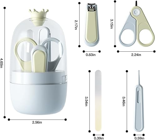 Miniatura 4 de Kit de uñas para bebé, kit de cortaúñas 4 en 1, caja transparente y encantadora con decoración de corona, cortaúñas, tijeras, lima de uñas, pinzas