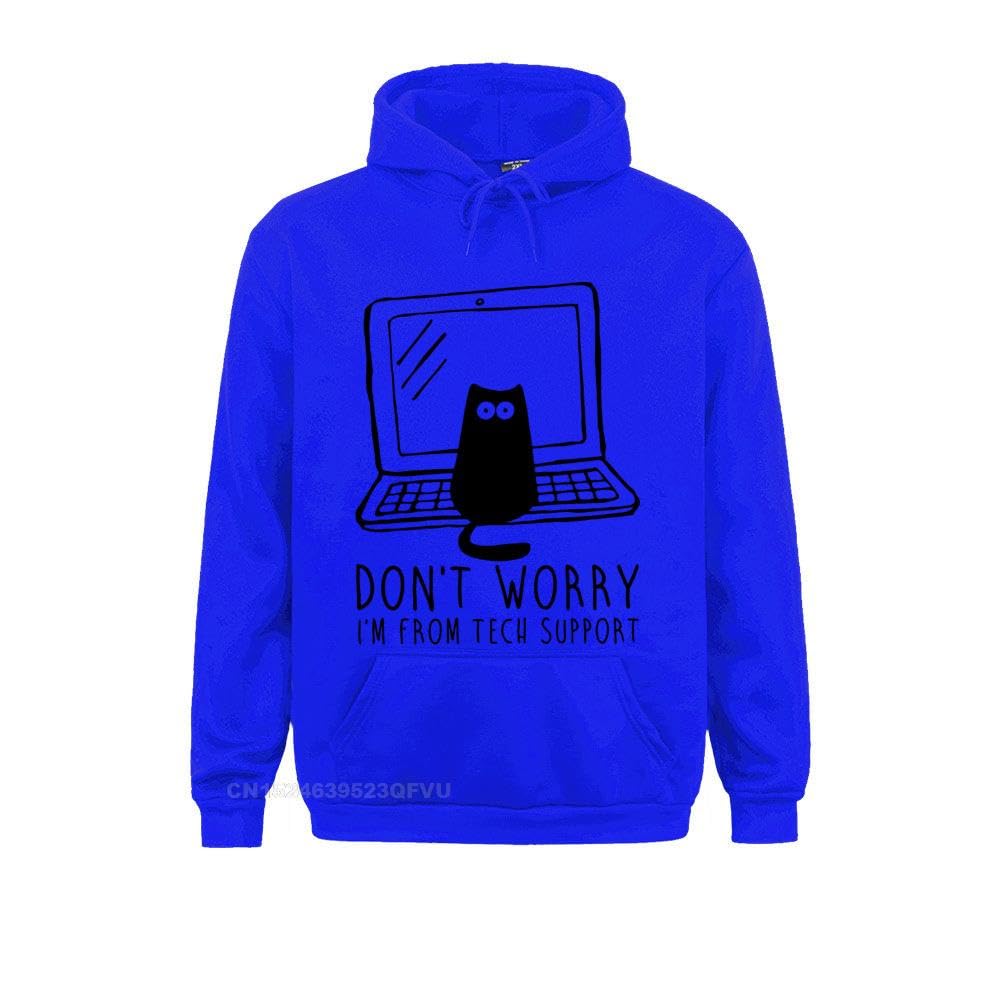 GenericMen's I'm From Tech Support Sweater Cats Geek Programming Engineering Software Engineer Cotton Funny Oversized Hoodie (Blue, XL)