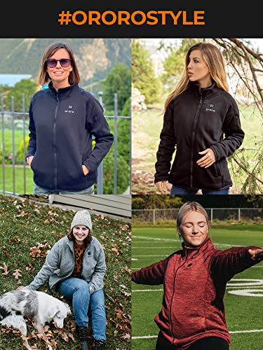 Ororo Women’s Heated Jacket-Full Zip Fleece Jacket With Battery Pack (L, Grey) #TOP3