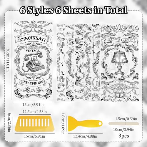 WANDIC 6 Sheets Black White Rub On Transfer Sticker - Image 2