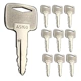 91A07-01910 Ignition Keys with Keychain, 10PCS Heavy Equipment Key for Mitsubishi Caterpillar Forklift (91A07-01910)