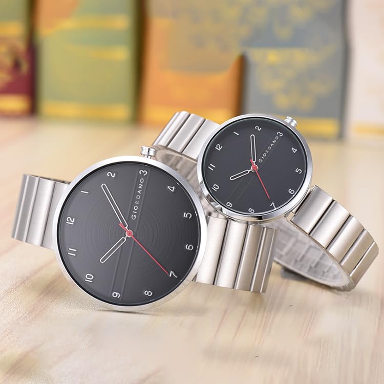 Image of Giordano Analog Couple Watch Set - Elegant Dial with Stainless Steel Strap - His & Hers Matching Watches - Minimalist Unisex Design