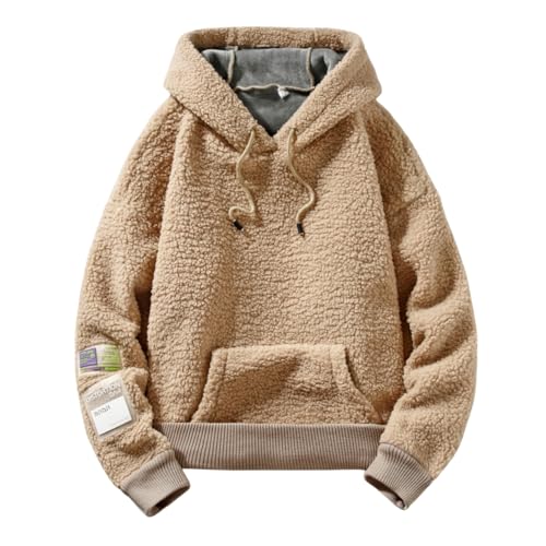 OrdaLi Mens Fuzzy Sherpa Fleece Hoodies Pullover Long Sleeve Oversized Fluffy Sweatshirt Fashion Winter