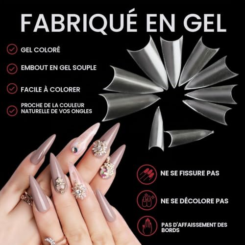 LUFFLOK Capsules Ongles Amande, 500 Pièces Demi Capsules Ongles – vue 4