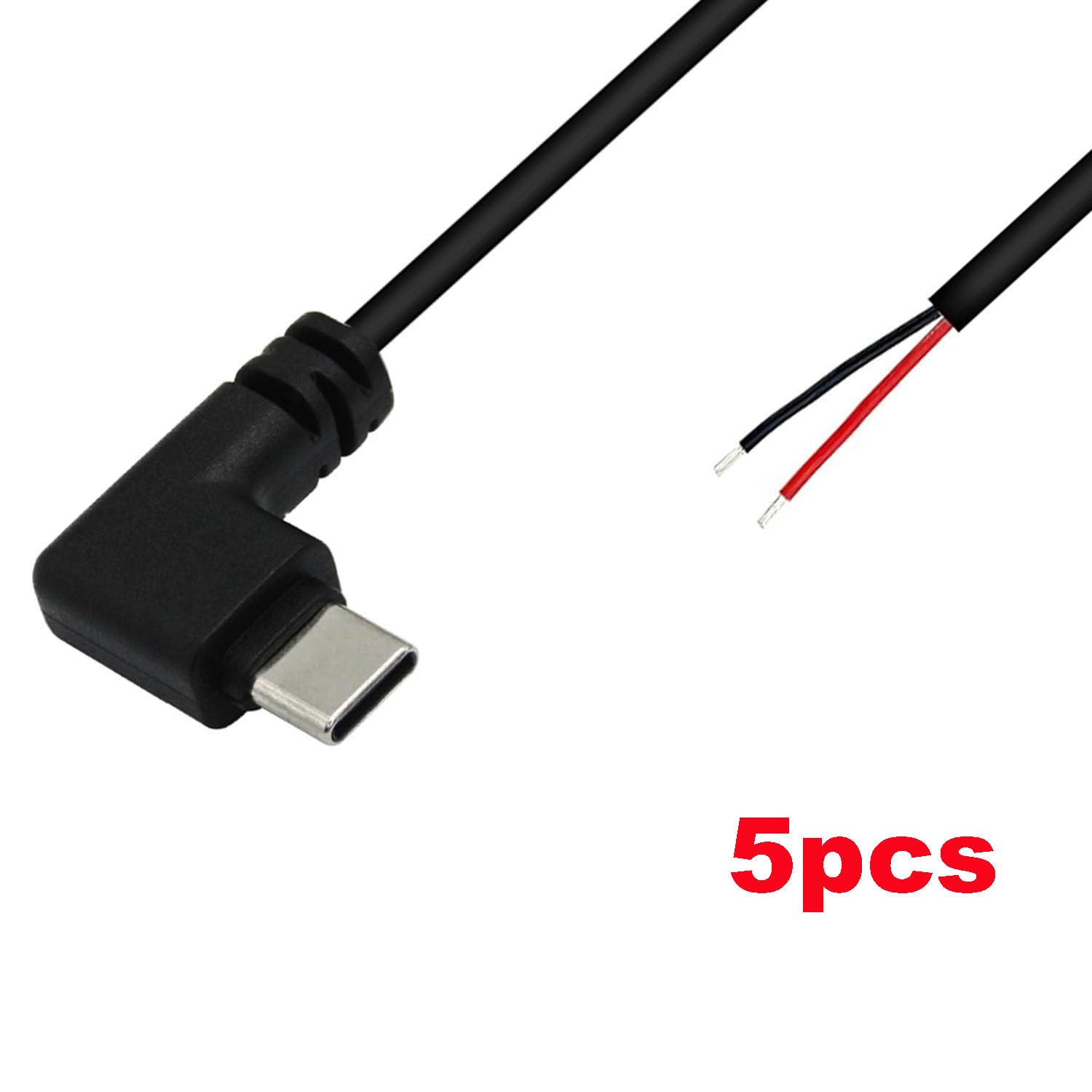 RUNCCI-YUN 15Pcs Connettore maschio USB Type-C, 90 Gradi Angolo Retto 22AWG 5V 3A Spina USB Cavo nudo a 2 pin,connettore usb a saldare,Cavo di prolunga USB Type-C,cavo Pigtail USB