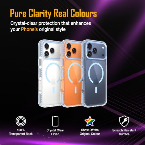 Image of Zapcase Crystal Clear Back case for iPhone 17 Pro Max | PC Back | TPU Bumper with Inner Rubber Grip | Metal Camera Guard Bezel | Metal Buttons | Scratch Resistant | 2 Layer Edge Protection |Light Blue