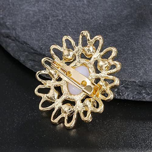 Lot 24Pc Gold White Faux Pearl Clear Rhinestone Crystal Flower Brooches Pins Set Diy Wedding Bridal Bouquet Women Broaches #TOP4