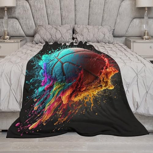 Couverture basket-ball en flannel polaire 100x130 cm pour canapé