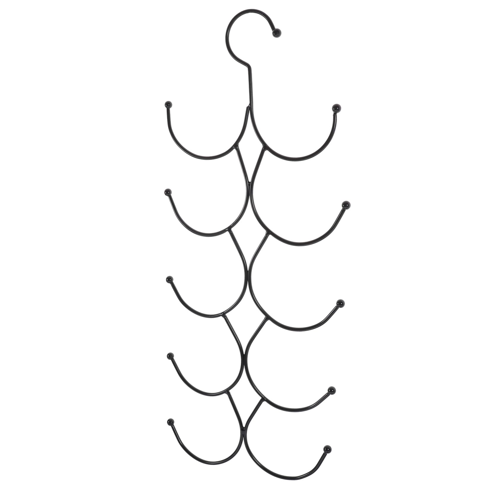 Happyyami Multifunctional Scarf Belt Tie Display Holder Hooks Iron Organizer for Scarves Ties and Belts Black Design Space Saving for Home and Closet Organization