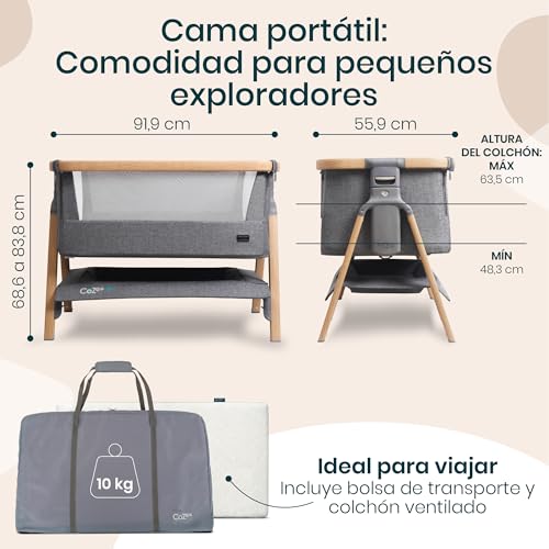 Variante de Tutti Bambini moises bebe CoZee Air - Roble y Carbón