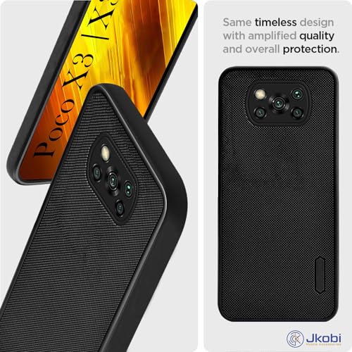 Image of Jkobi Back Cover Case for Poco X3 | Poco X3 Pro (Textured Grip Design | Camera Protection | Slim and Light Weight | Soft Touch and Feel | Black)