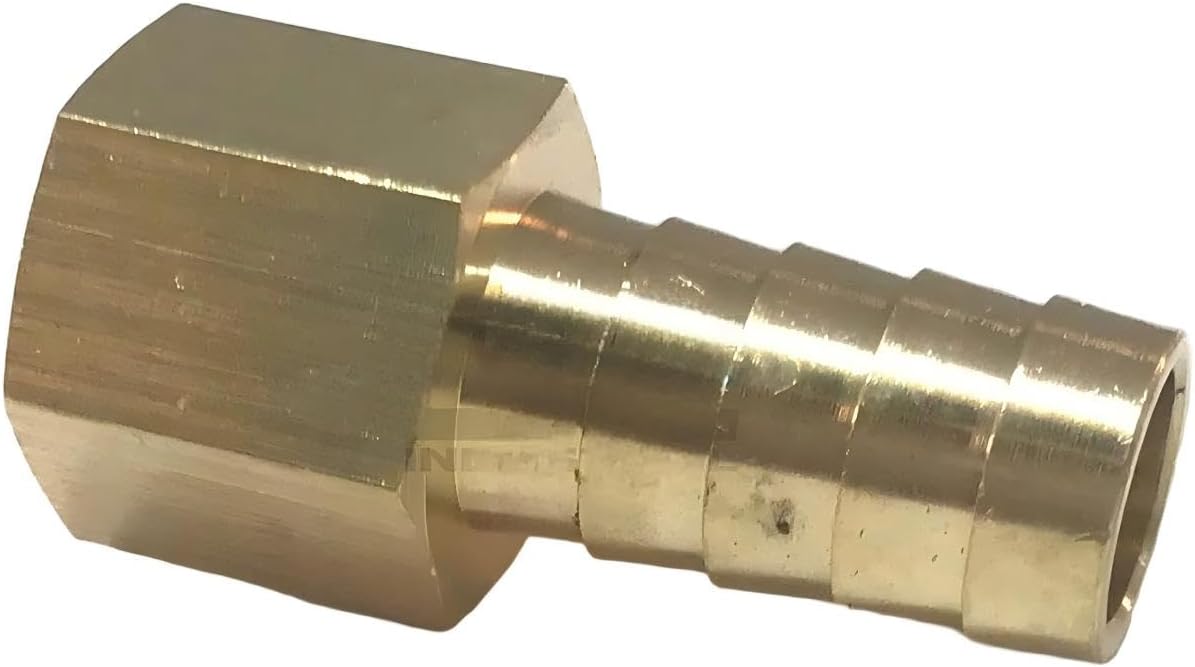 1/2 HOSE BARB X 3/8 FEMALE NPT Brass Pipe Fitting NPT Thread - for Gas Fuel Water Air - MAX PRESSURE 150 PSI - TEMPERATURE RATINGS FROM -40F to 160F - RIGID FEMALE ADAPTER HOSE BARB Replacement