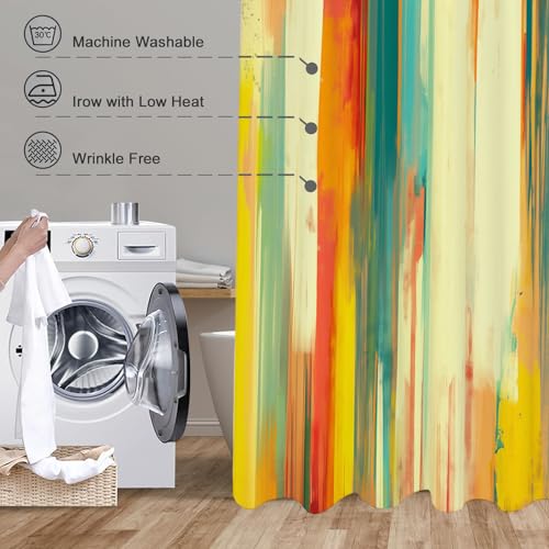Rideau de douche polyester imperméable lavable avec 12 crochets inclus