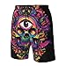 Men & Boys Fit Swim Trunks for Beach Athletic Hiking Quick Dry Drawstring Essentials Half Pants with Pockets Lining, Beachwear Skull Head Lotus Art Fashion Swim Trunks