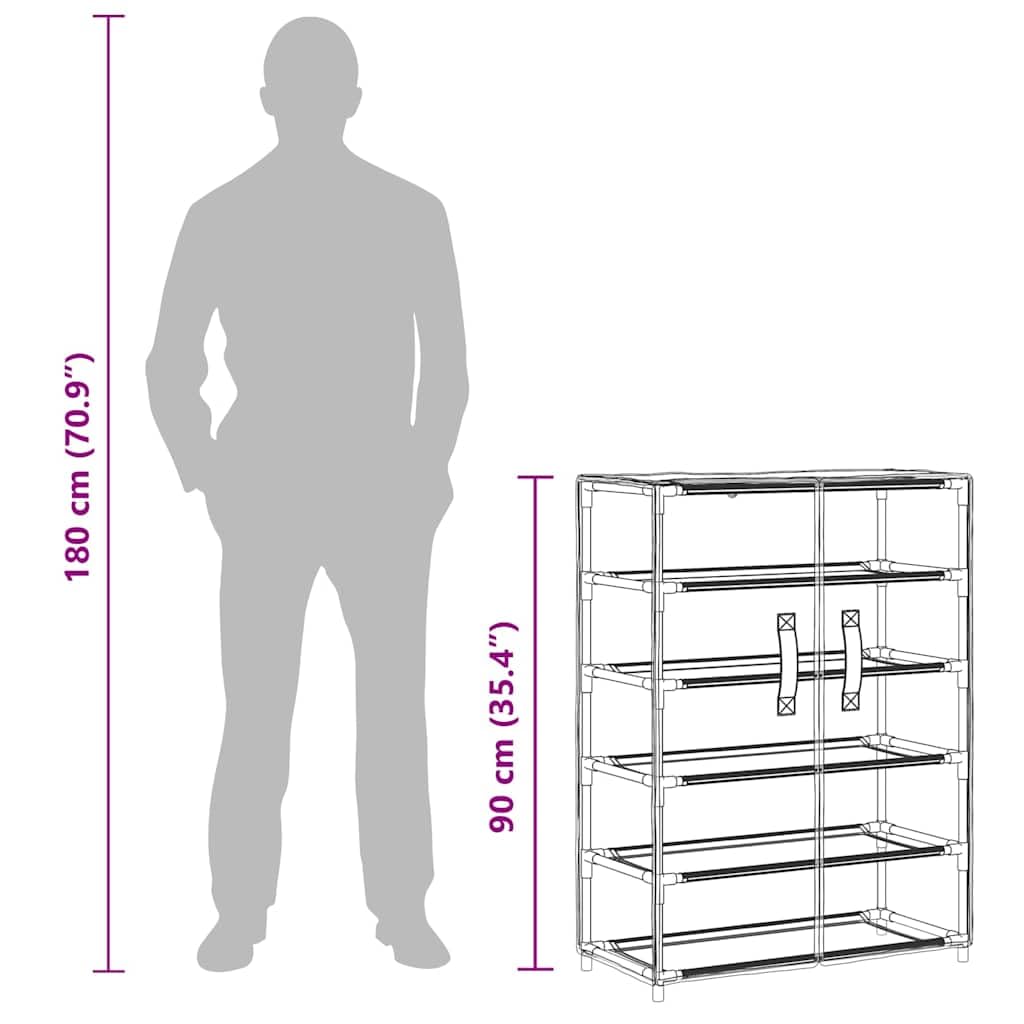 Schuhschrank Grau mit 5 Böden 60x28x90 cm Stoff und Stahlrahmen, platzsparend, stapelbar, schuhaufbewahrung, schuhregal, schuhablage, ordnungssystem, schuhkommode