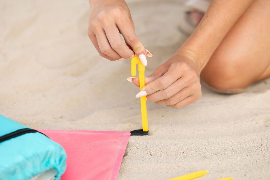 XL Beach Blanket Sandproof Waterproof for 4-6 Adults - 10ft x 9ft Beach Mat with Zippered Pocket, 4 Stakes & Storage Bag | Lightweight 1.4 lbs Quick-Dry Blanket for Beach, Camping & Picnic