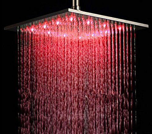 Pomme de douche LED carrée 50 cm Gowe en nickel brossé - 2