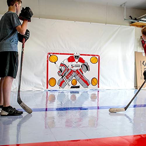 Snipers Edge Hockey Shooting Tarp 7 by 16 ft Tarp Made of Heavy Duty Vinyl Training Backstop - Develop a Stronger and More Accurate Shot Indoor/Outdoor Protects Walls & Windows 5-Target Design
