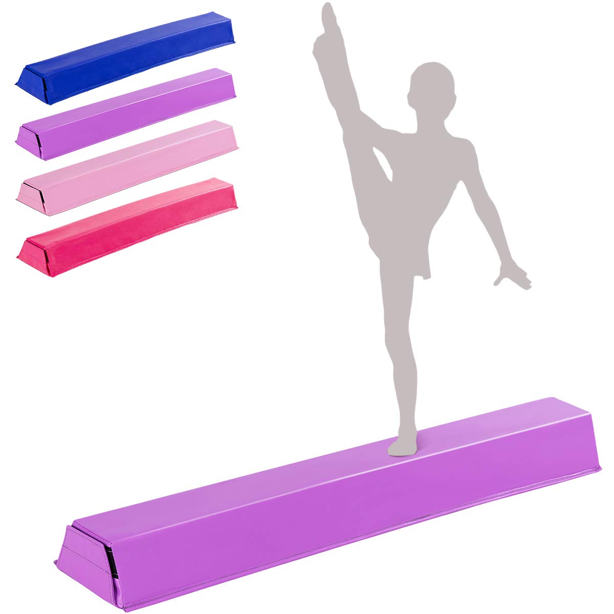 GOPLUS Poutre de Gymnastique Poutre d’Equilibre pour Maison, Salle de Sport, Entrainement, Exercices et Sport pour Enfants et Adultes, Différentes Couleurs au Choix (Violet)