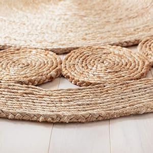 SAFAVIEH Natural Fiber Round Collection 3' Round Natural NFB247A Handmade Boho Country Charm Jute Area Rug SAFAVIEH Natural Fiber Round Collection 3 Round Natural NFB247A Handmade Boho Country Charm Jute Area Rug